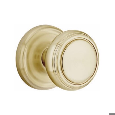 Emtek Norwich Knob 2-3/8 in Backset Passage With Regular Rose for 1-1/4 in to 2 in Door Satin Brass Finish 8100NWUS4